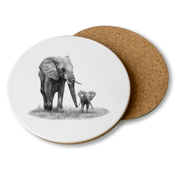 African Elephants Wooden Coaster - E9