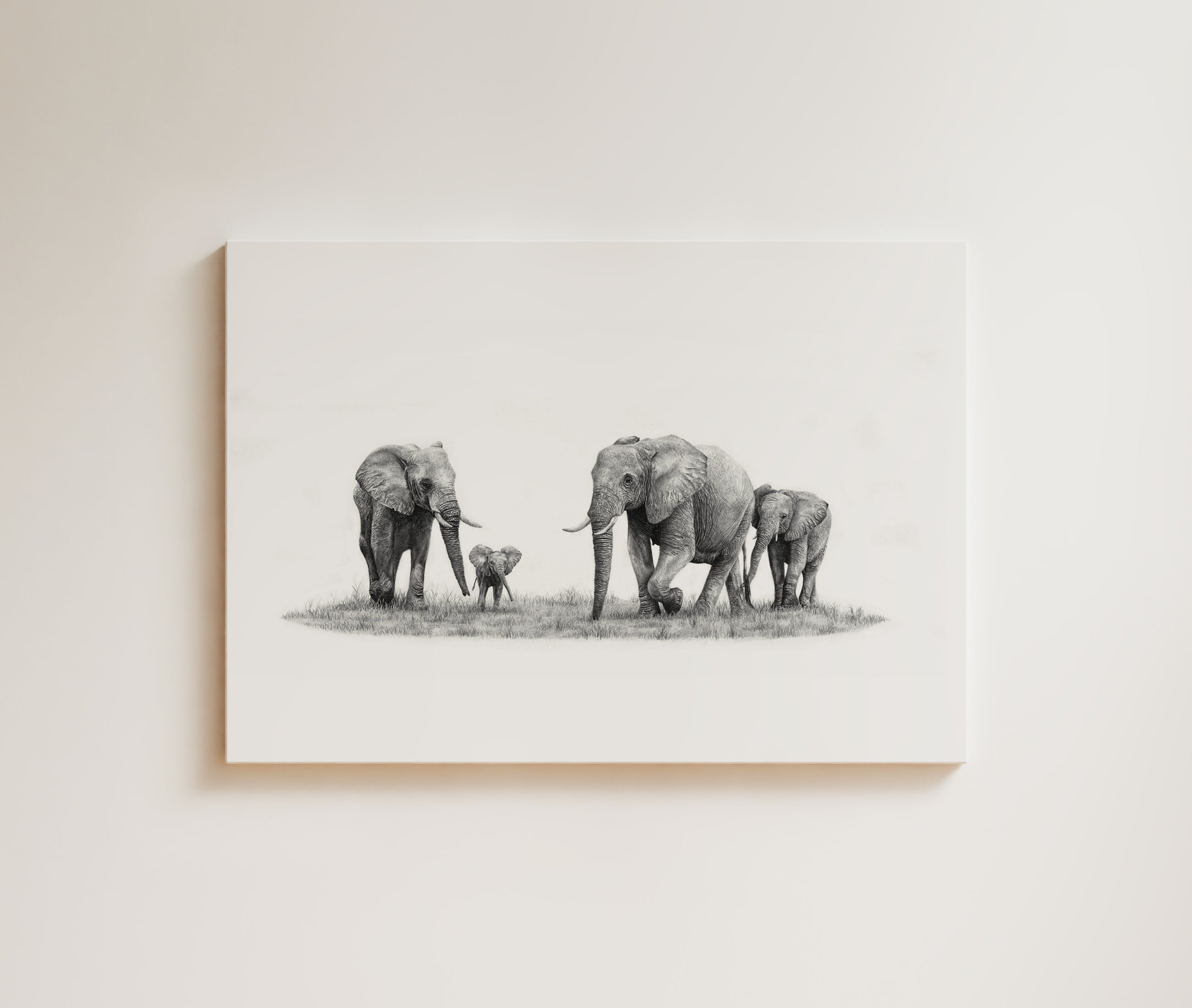 Elephant Family (E9) on Canvas