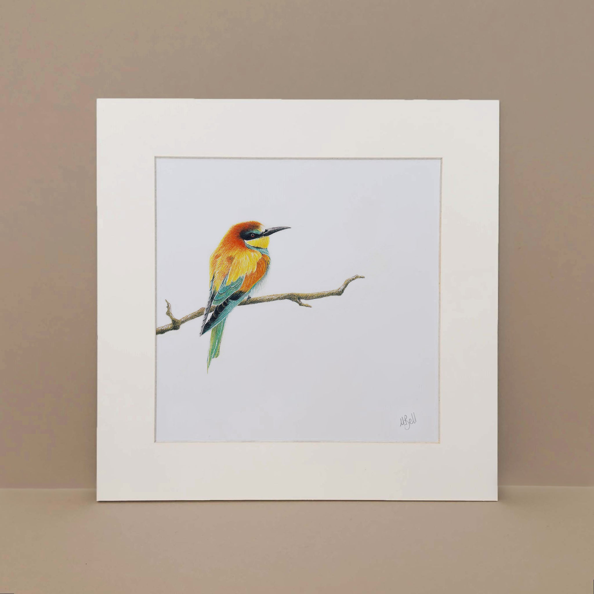 European Bee Eater perched on a branch artwork