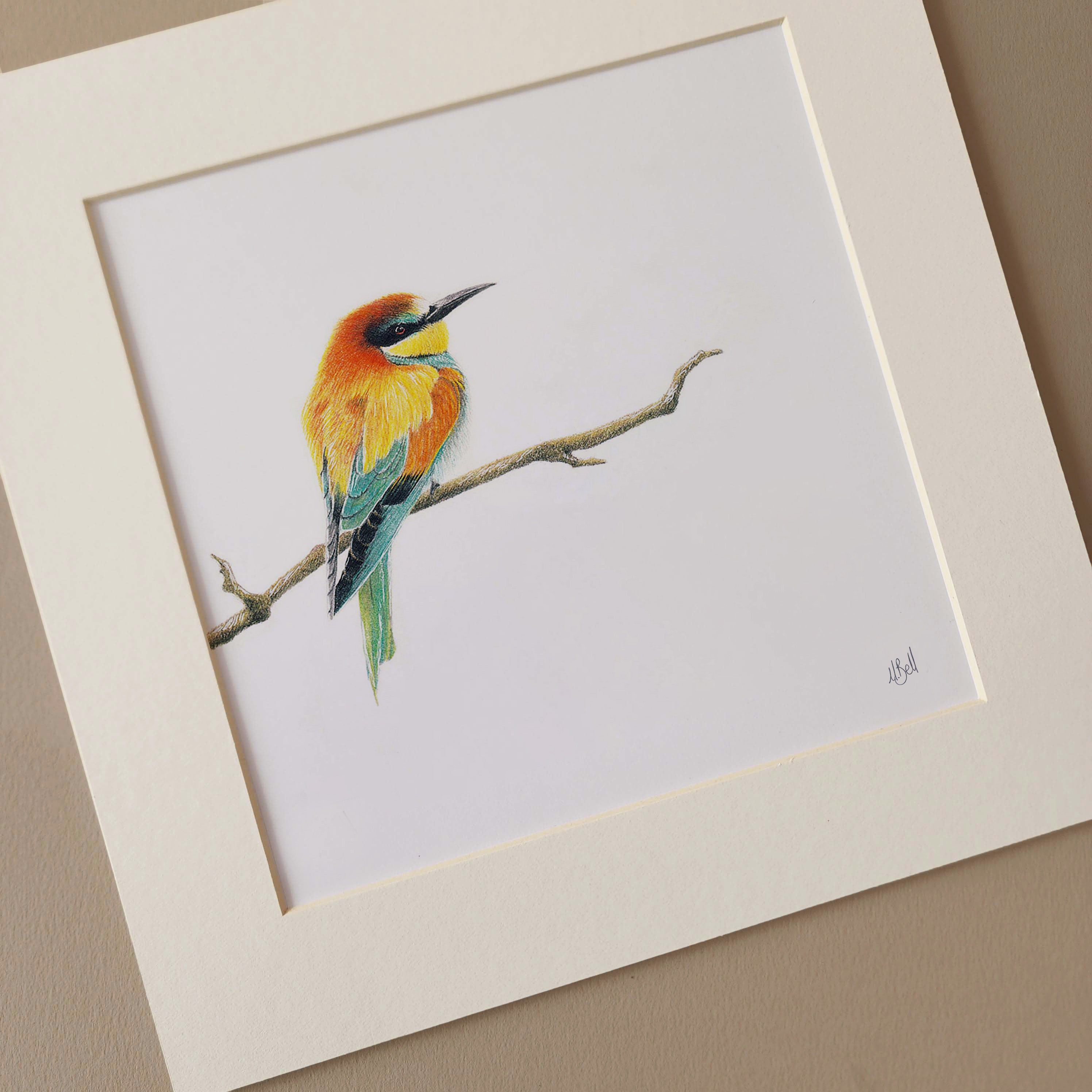 European Bee Eater perched on a branch artwork