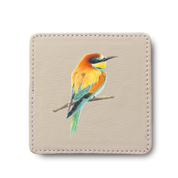 European Bee Eater Bird leather coaster by South African wildlife artist Matthew Bell
