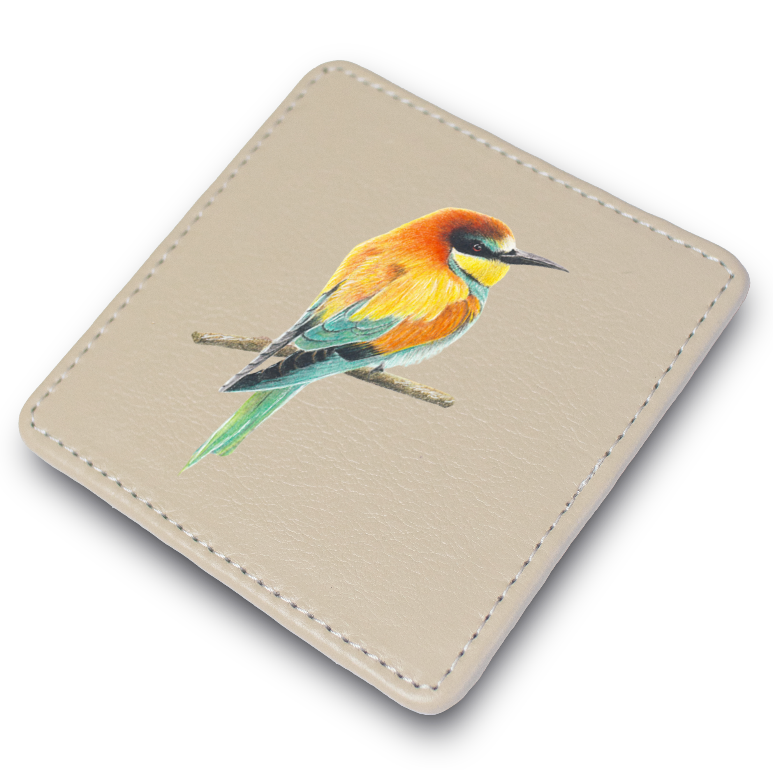 European Bee Eater Leather Coaster