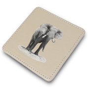 Elephant Bull Leather Coaster