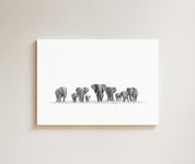 Elephant Herd drawing on canvas by South African wildlife artist Matthew Bell