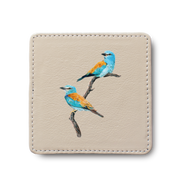 European Rollers Bird leather coaster by South African wildlife artist Matthew Bell