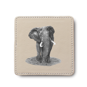 Elephant Bull Leather Coaster