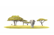 Canvas artwork of elephant bull and acacia trees
