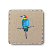 European Bee Eater Bird leather coaster by South African wildlife artist Matthew Bell