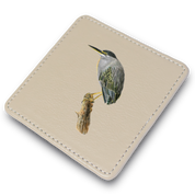Green Backed Heron Leather Coaster