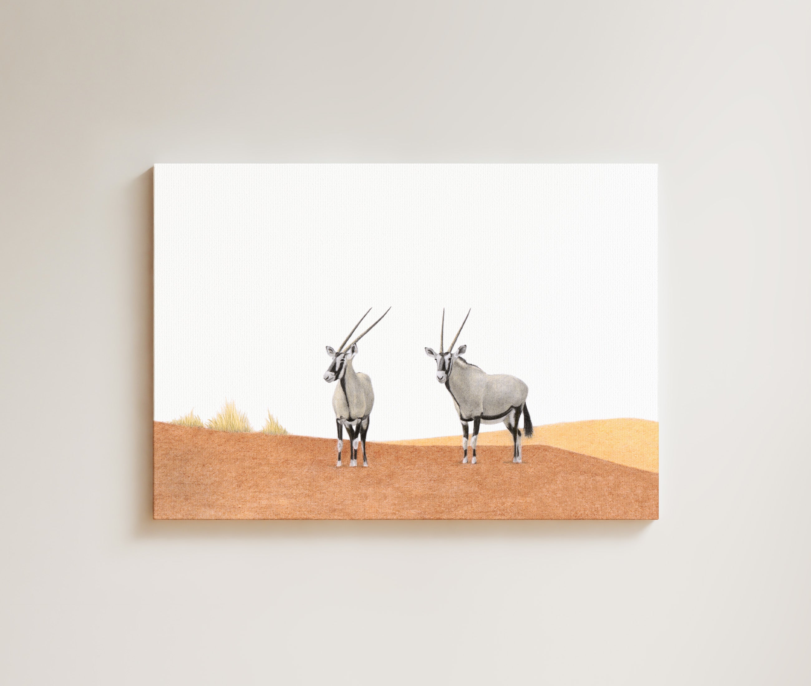 Gemsbok in the Desert drawing on canvas by South African wildlife artist Matthew Bell