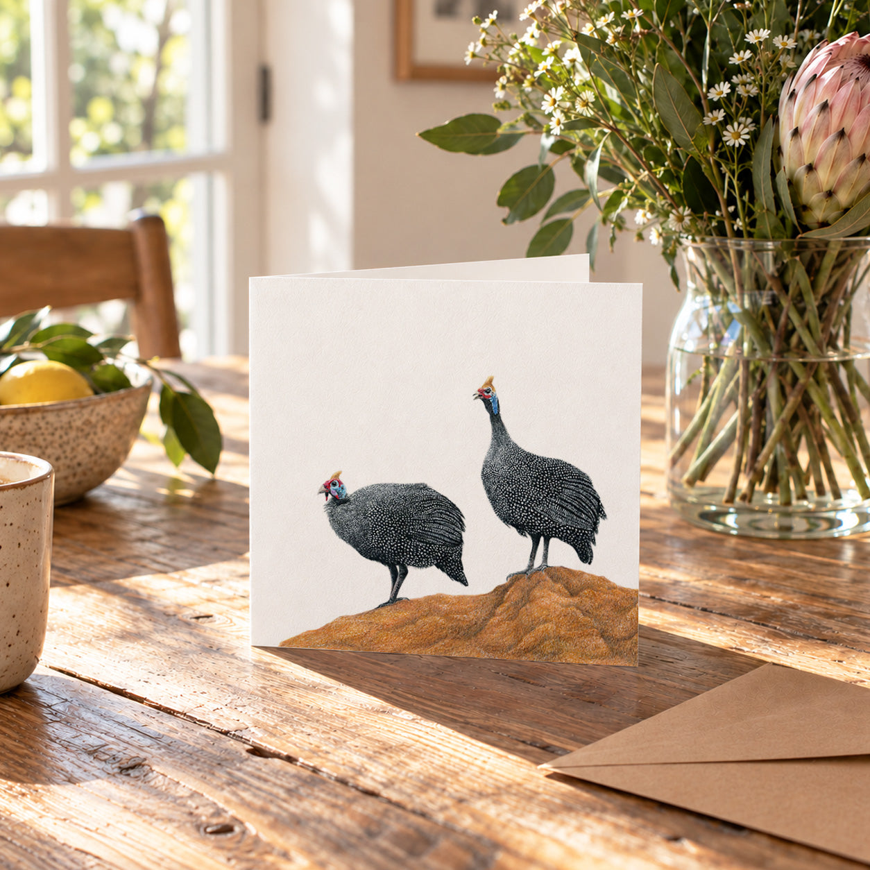 Guinea Fowl Greeting Card - GFL1