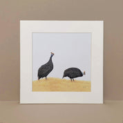 Two guinea Fowl in the grass original artwork