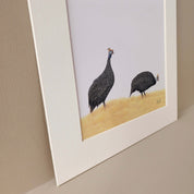 Two guinea Fowl in the grass original artwork