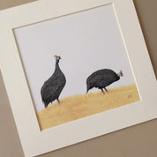 Two guinea Fowl in the grass original artwork