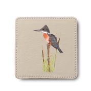 Giant Kingfisher Bird leather coaster by South African wildlife artist Matthew Bell