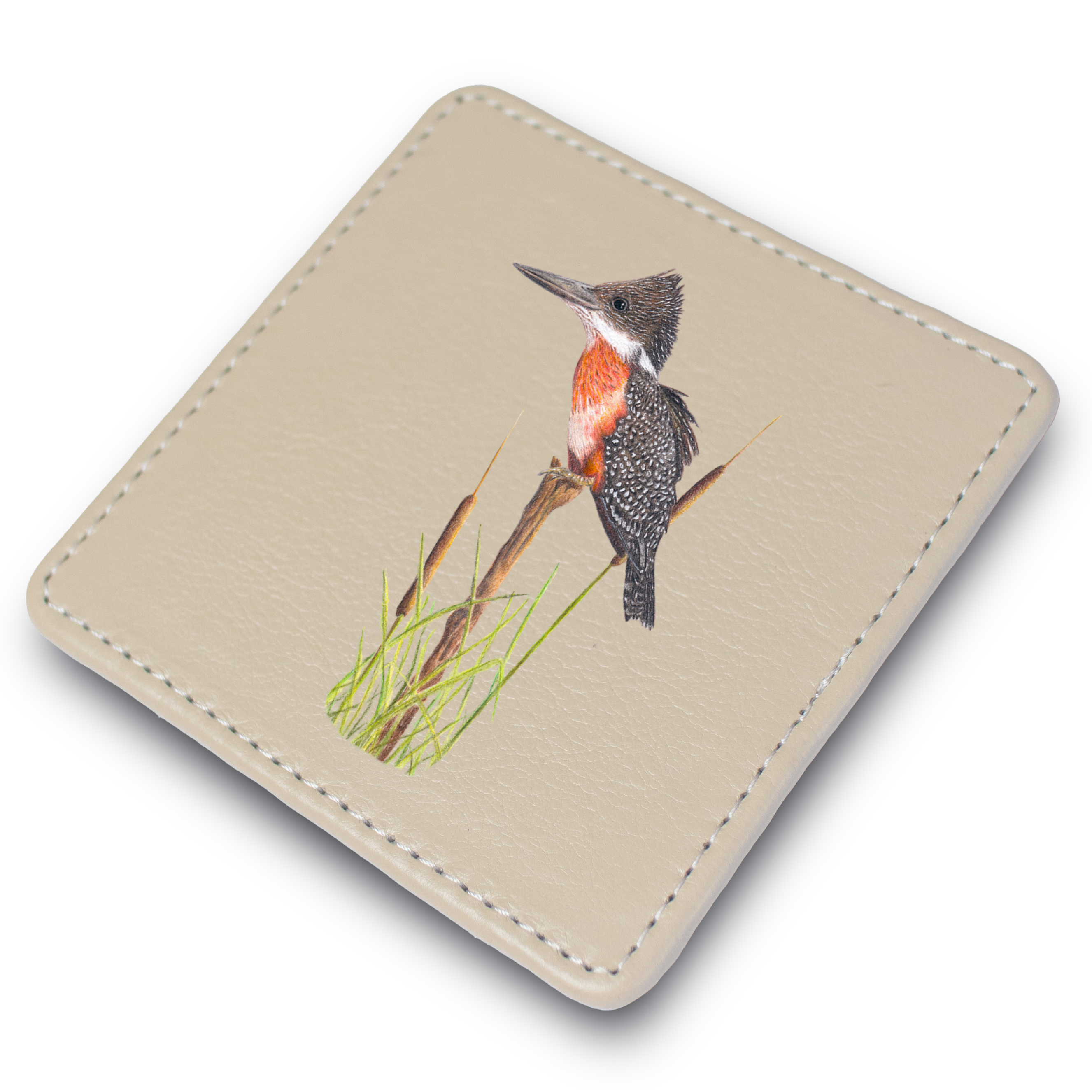 Giant Kingfisher Leather Coaster