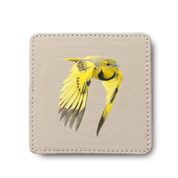 Golden Pipit Bird leather coaster by South African wildlife artist Matthew Bell