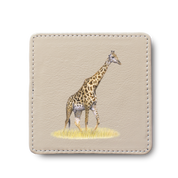 Giraffe animal leather coaster by South African wildlife artist Matthew Bell