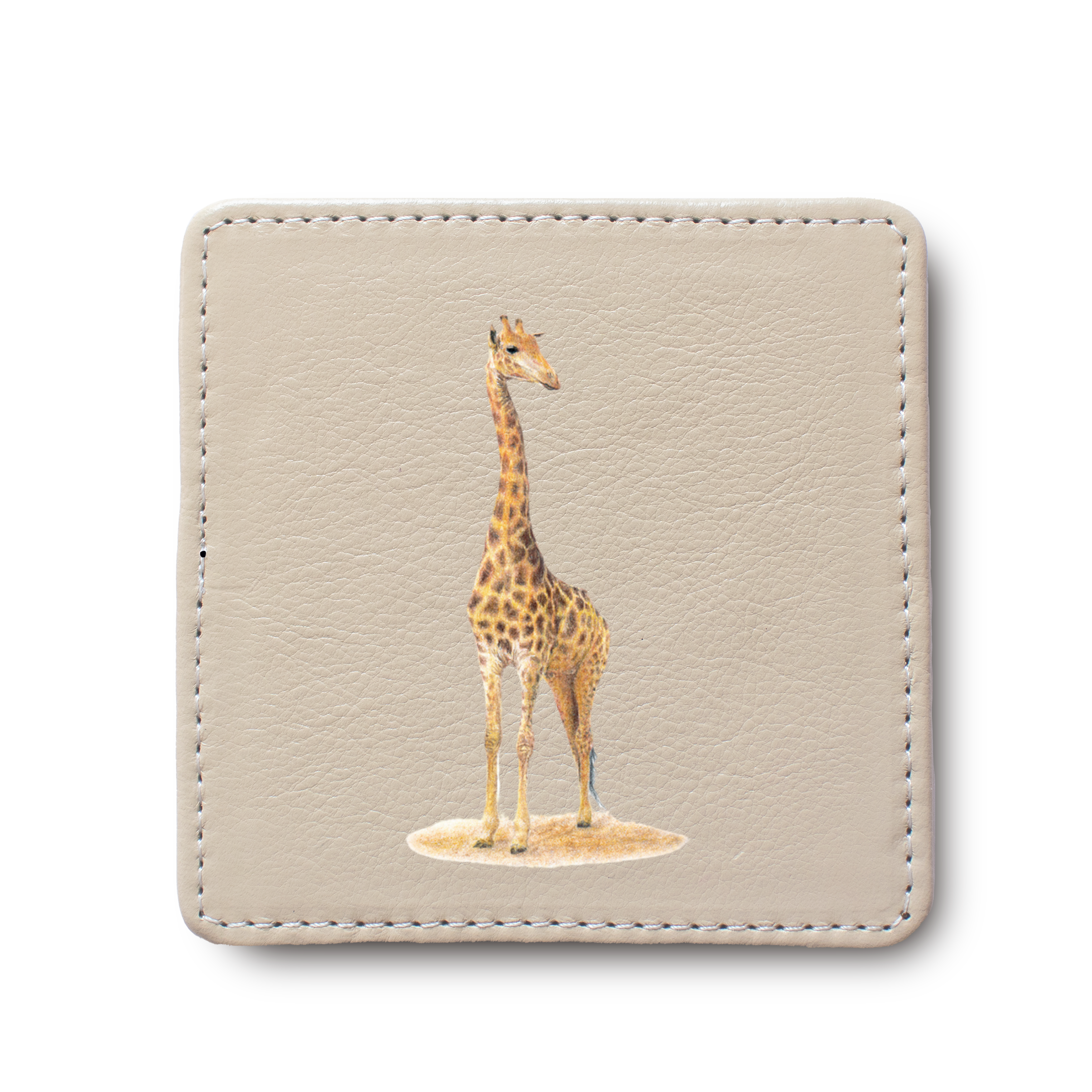 Giraffe leather coaster by South African wildlife artist Matthew Bell
