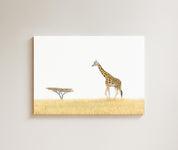 Giraffe and an Acacia Tree drawing on canvas by South African wildlife artist Matthew Bell
