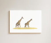 Giraffe Pair drawing on canvas by South African wildlife artist Matthew Bell