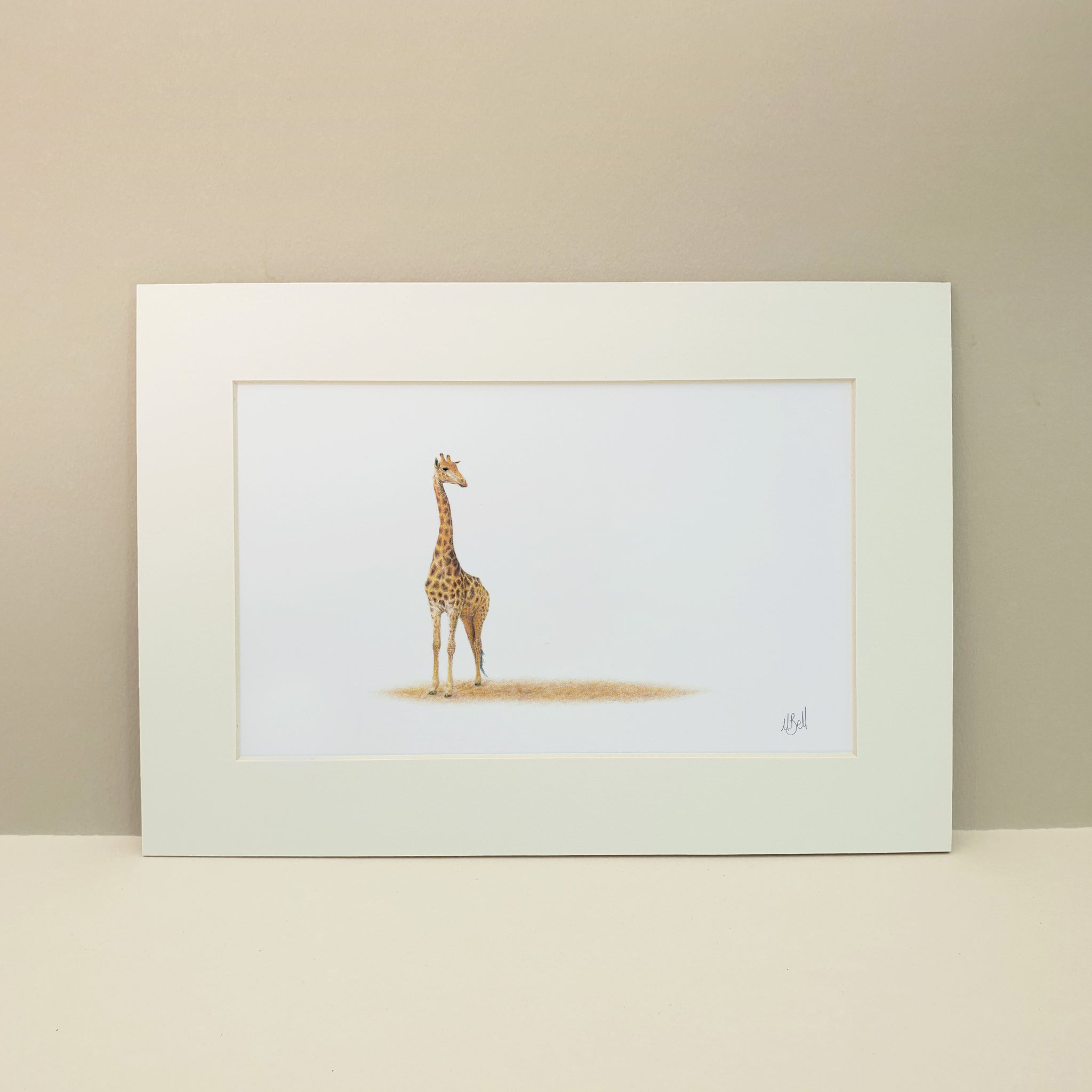 Giraffe artwork in pencil