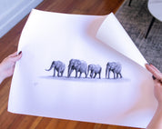 Elephant Family (E15) on Rolled Canvas