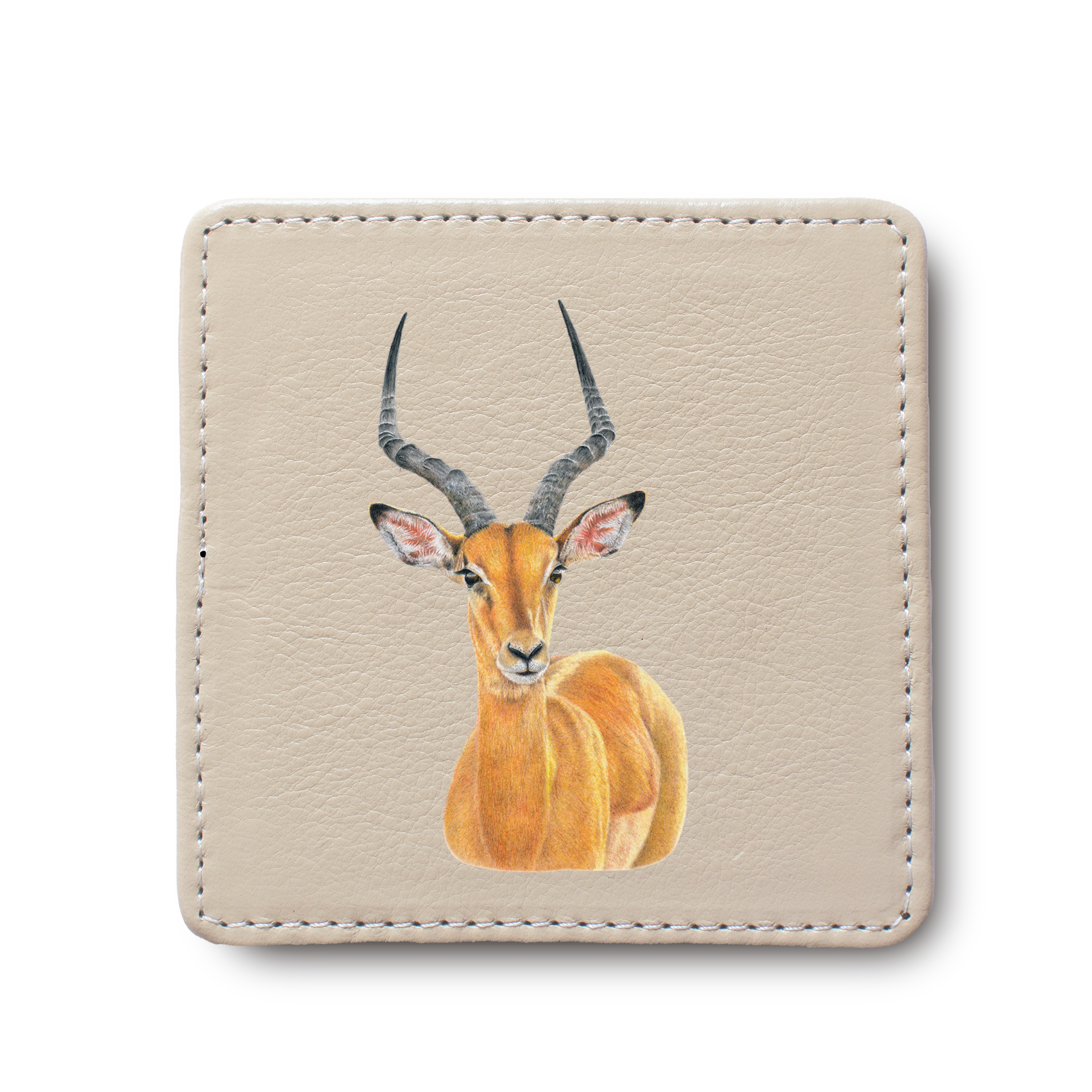 Impala leather coaster by South African wildlife artist Matthew Bell