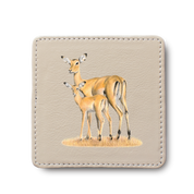 Impalas animal leather coaster by South African wildlife artist Matthew Bell