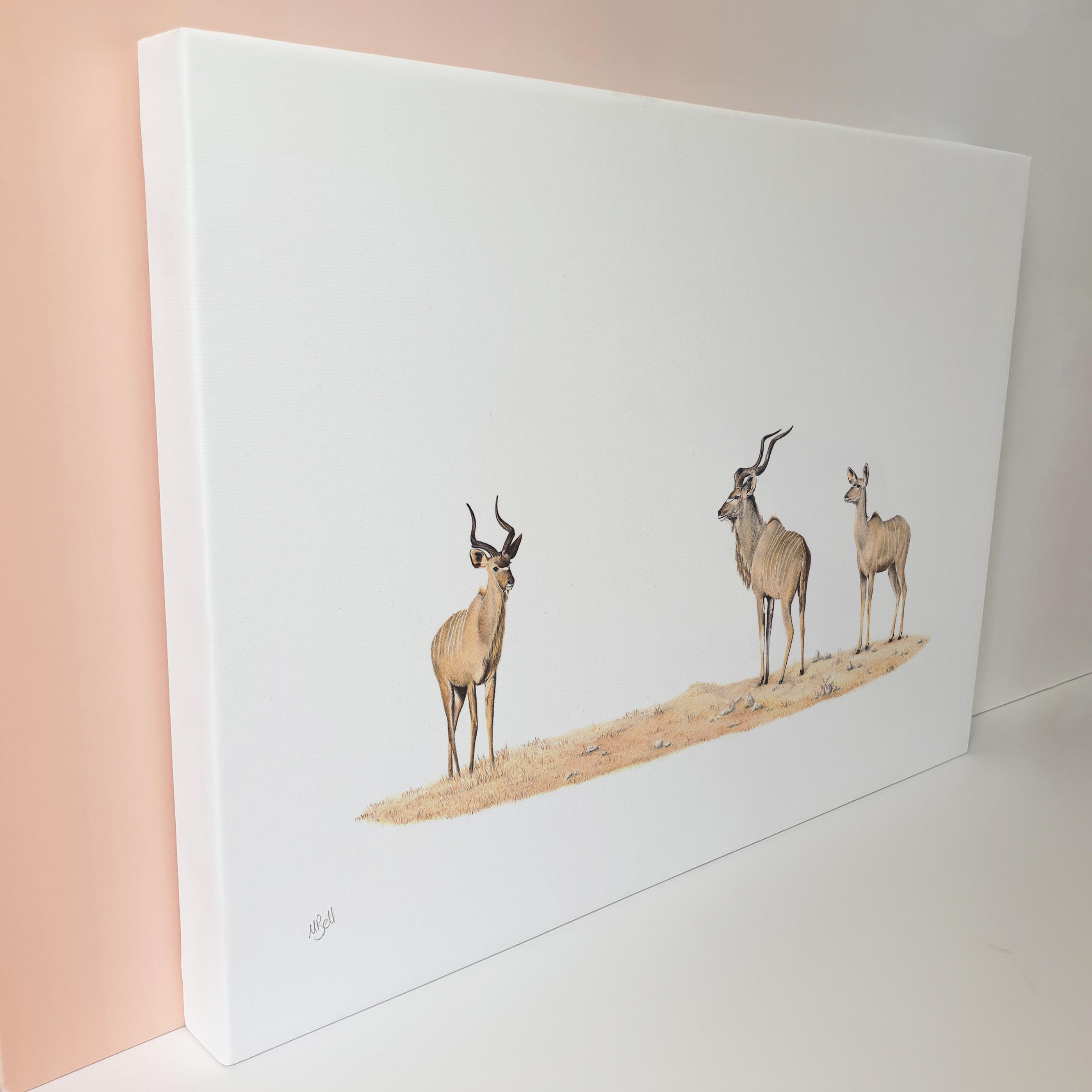 Kudu family in the bushveld canvas artwork