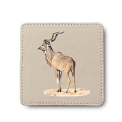 Kudu animal leather coaster by South African wildlife artist Matthew Bell