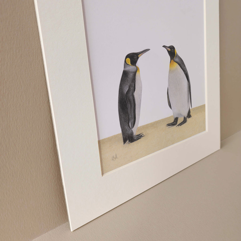 King Penguin pair bird artwork drawing