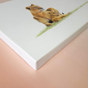 Lioness with a cub artwork on canvas