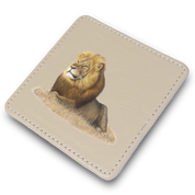 Male Lion Leather Coaster