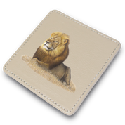 Male Lion Leather Coaster
