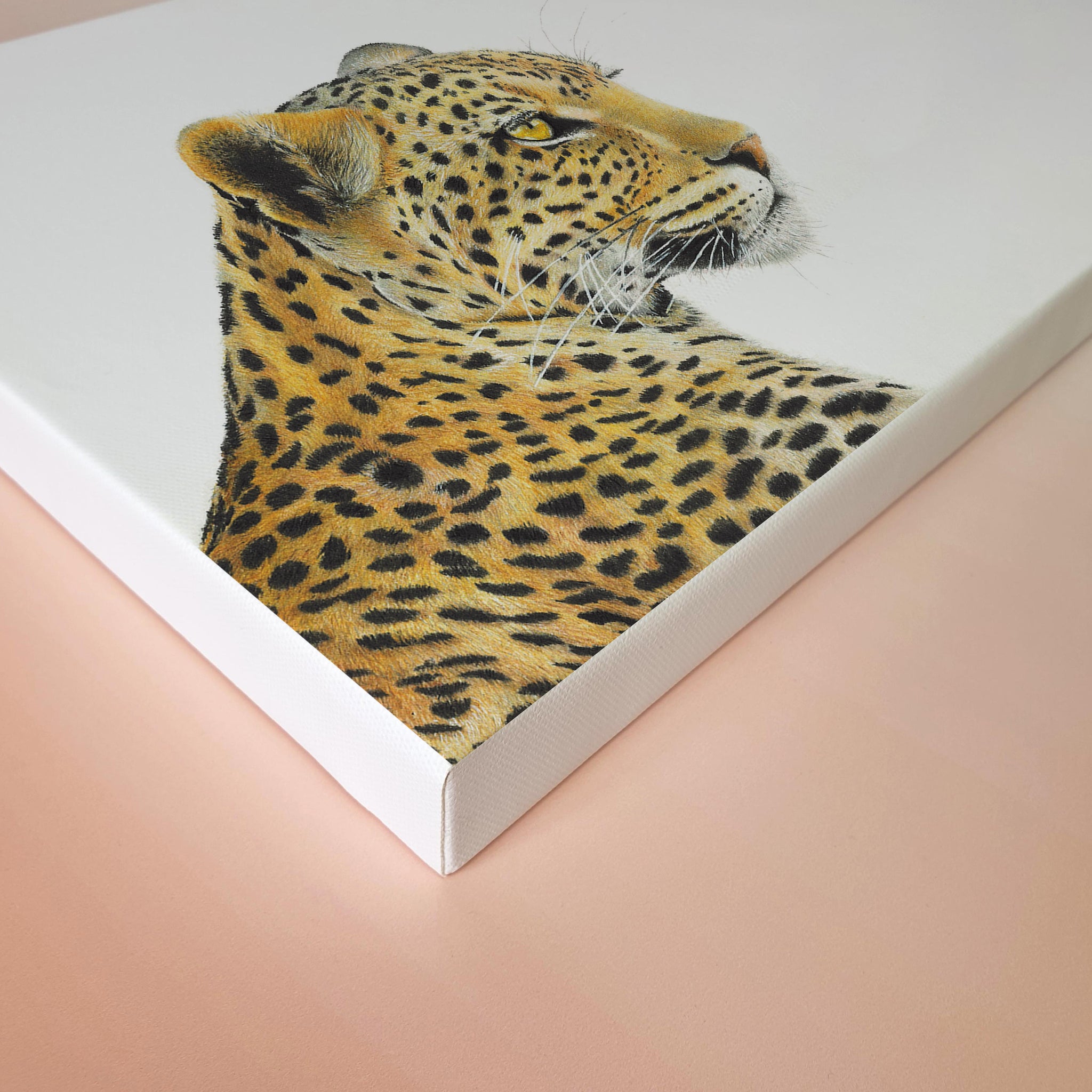 Leopard portrait nature artwork stretched onto canvas