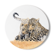 Leopard with Cub Wooden Coaster - LPD3