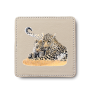 Leopard leather coaster by South African wildlife artist Matthew Bell