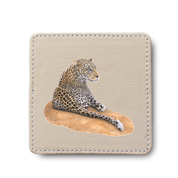 Leopard leather coaster by South African wildlife artist Matthew Bell