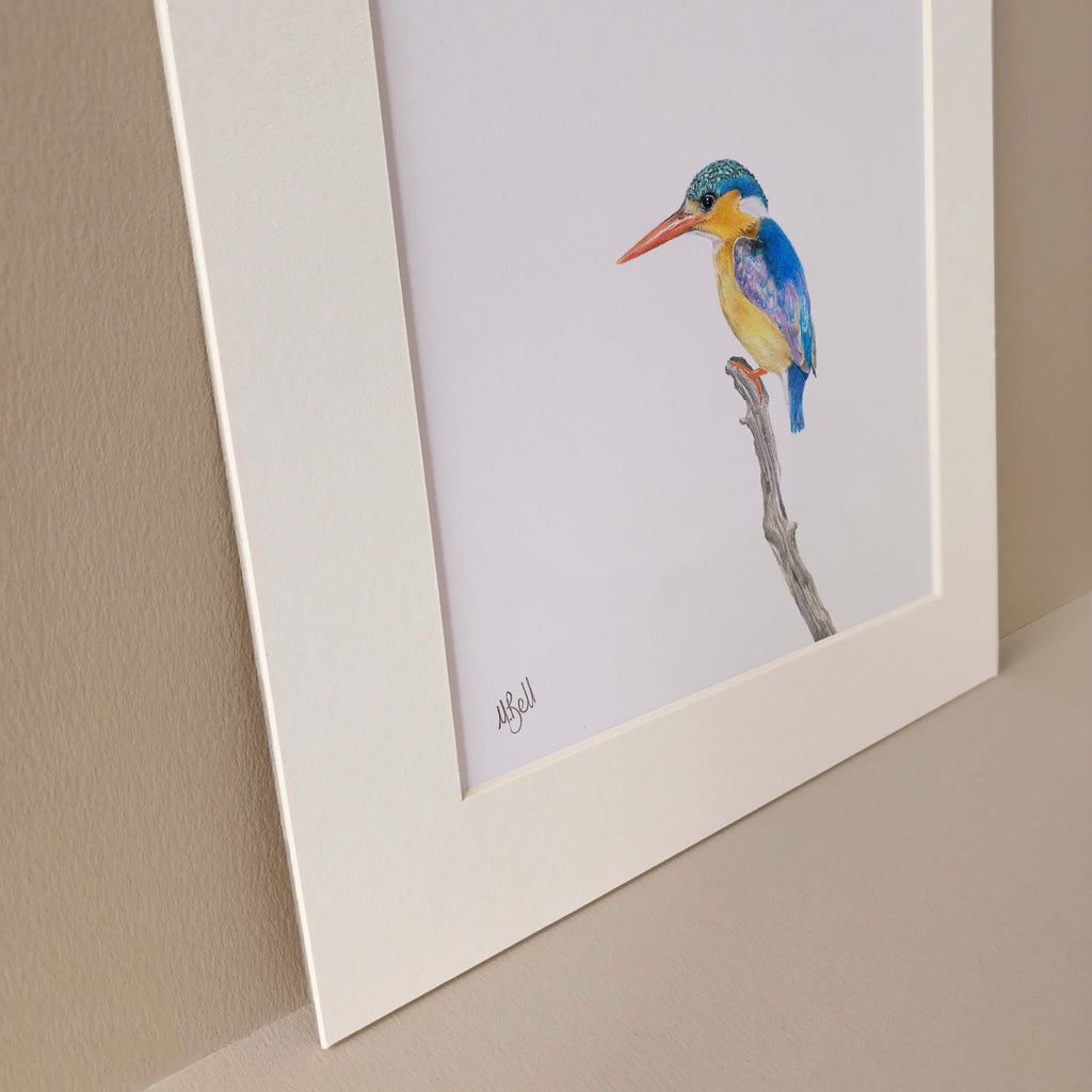 Malachite Kingfisher painting mounted artwork