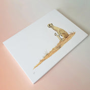 Mother and baby meerkats wildlife artwork on canvas