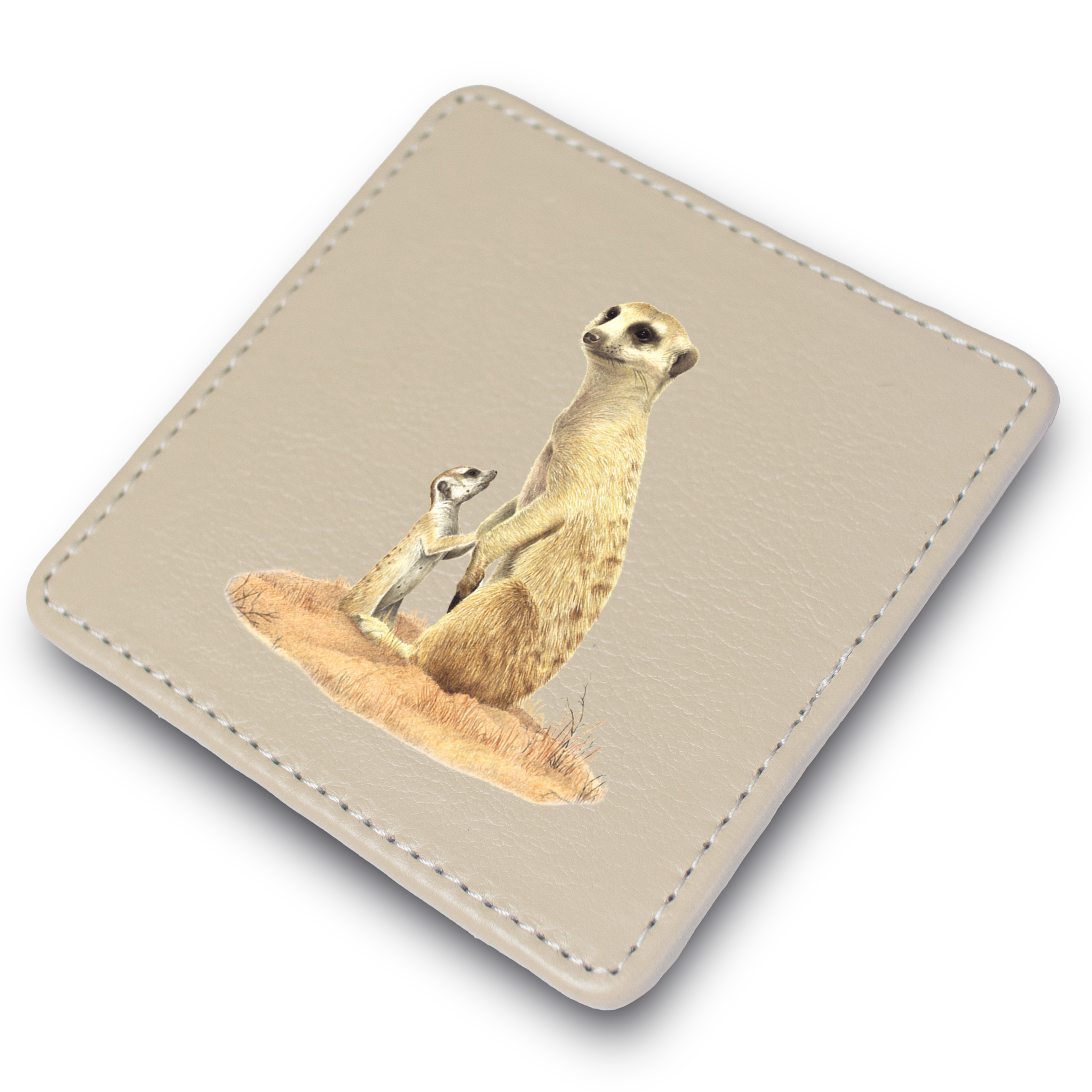 Meerkats Leather Coaster