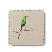 Malachite Sunbird Bird leather coaster by South African wildlife artist Matthew Bell