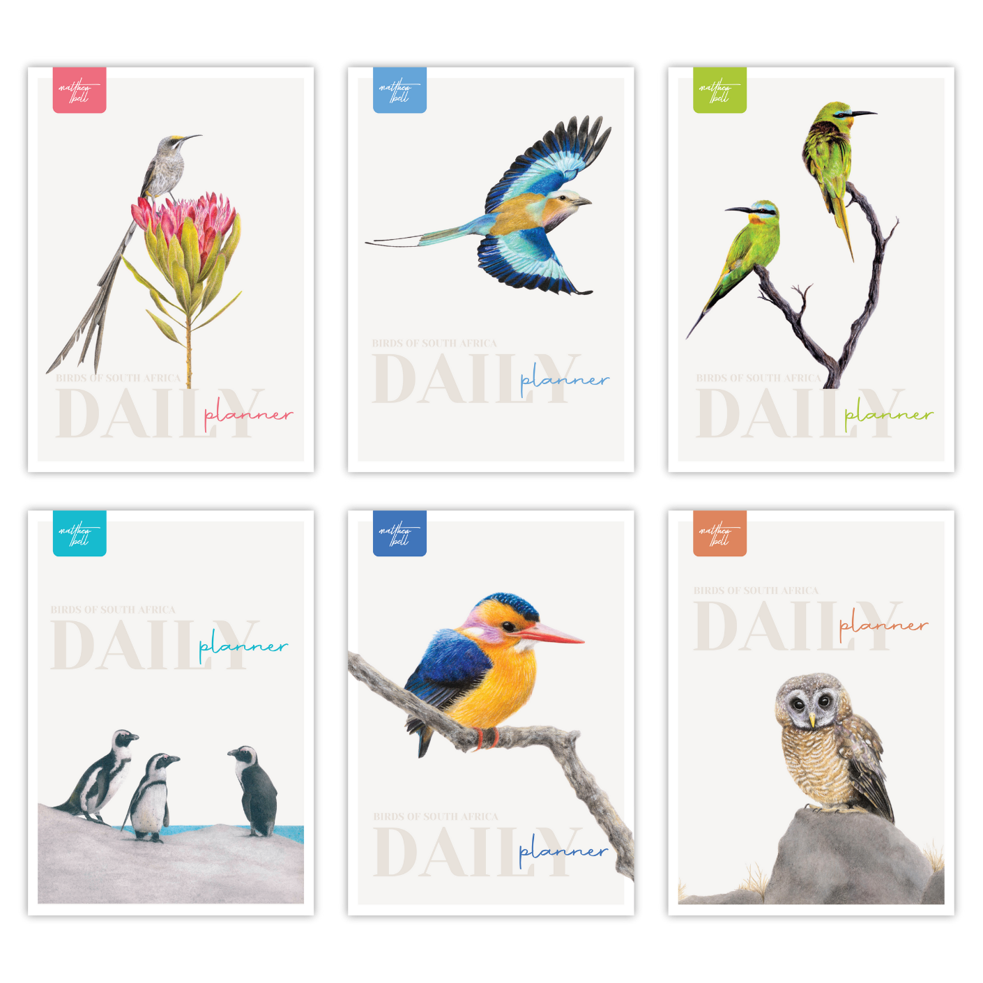 Birds of South Africa Daily Planner front cover by Matthew Bell