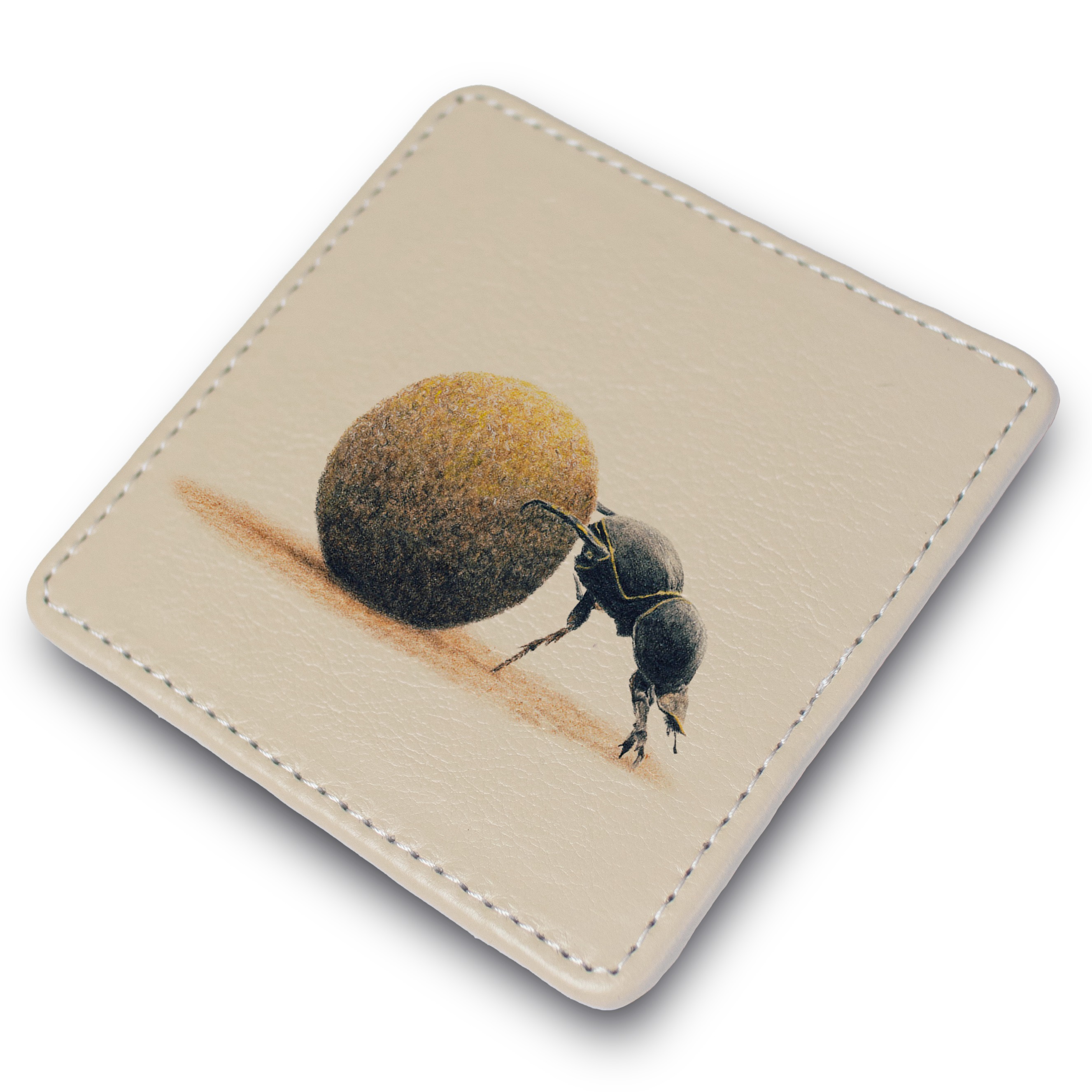 Dung Beetle Leather Coaster