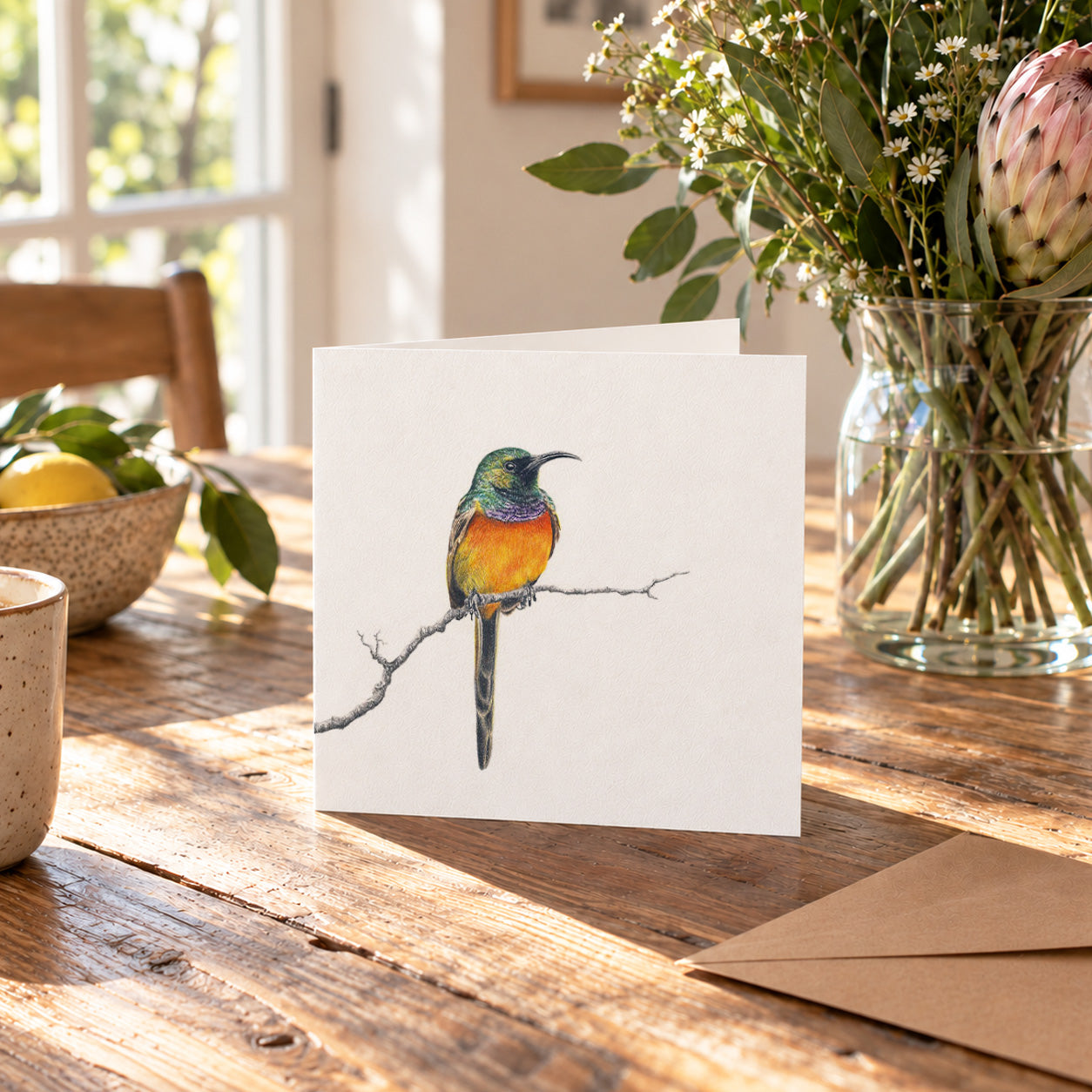 Orange Breasted Sunbird Greeting Card - OBS1