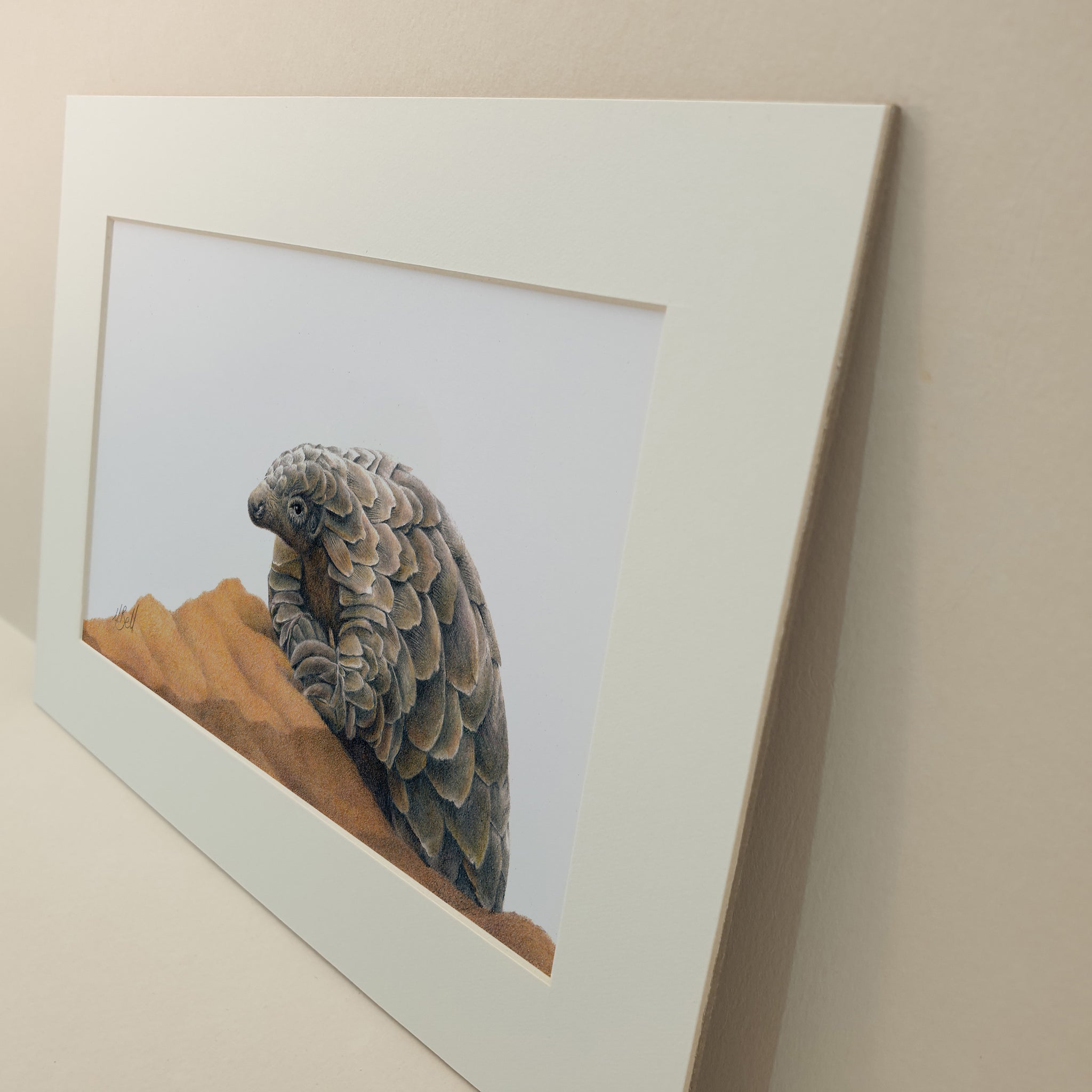 African pangolin artwork painting mounted print