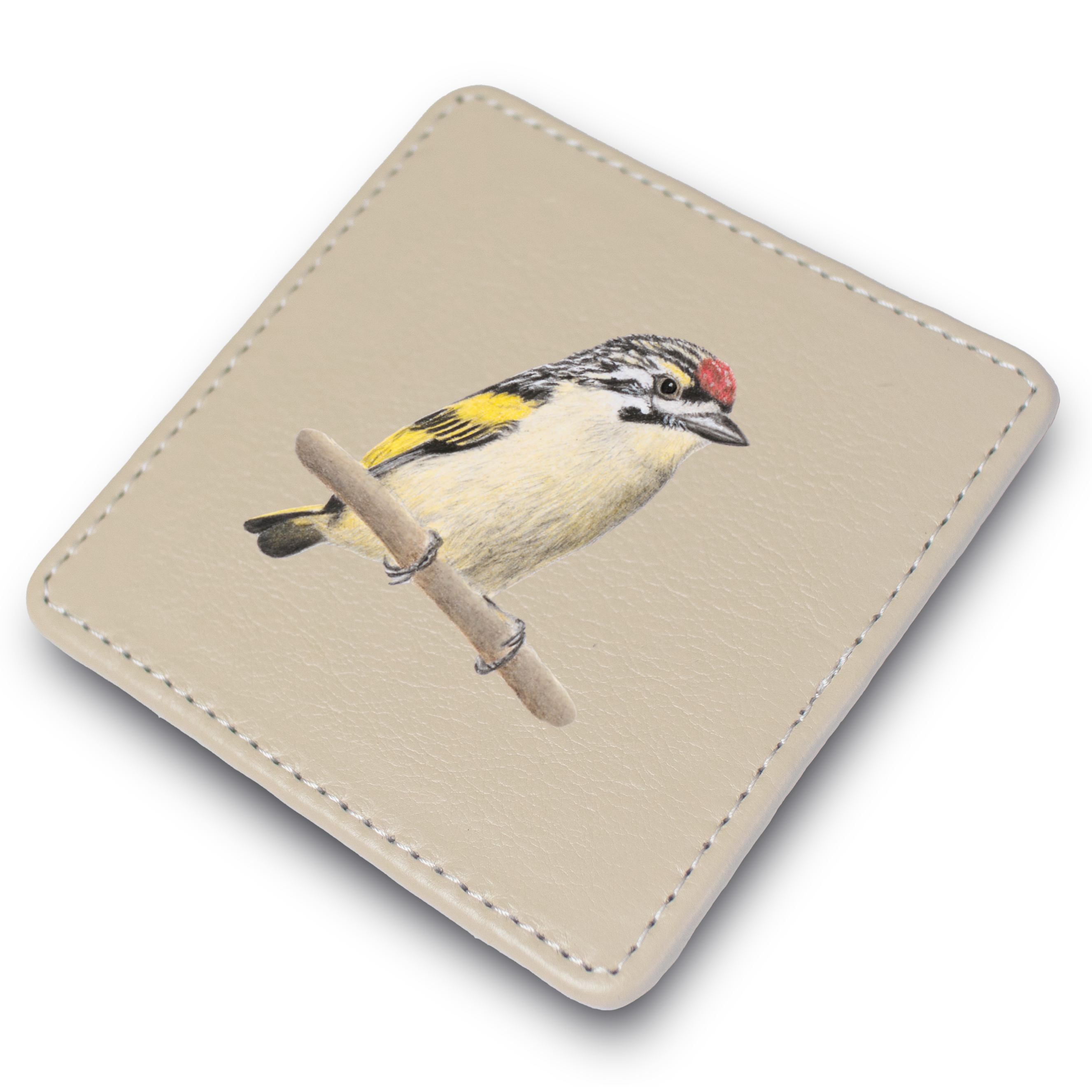 Red Fronted Tinkerbird Leather Coaster
