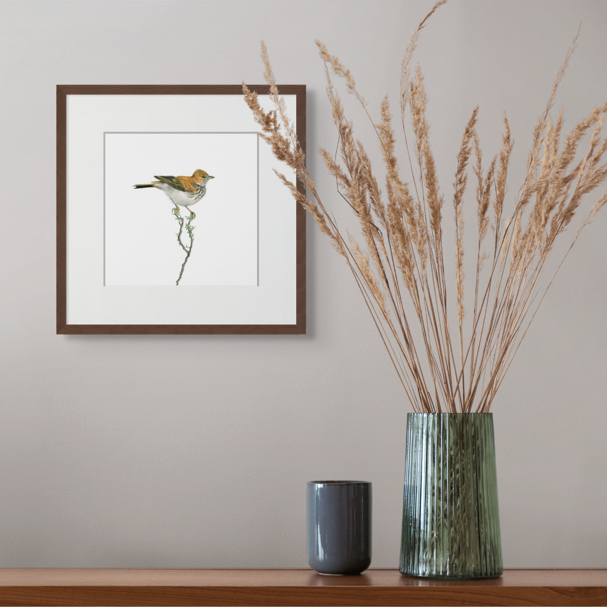 Red Lark mounted and framed print artwork by Matthew Bell