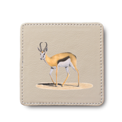 Springbok animal leather coaster by South African wildlife artist Matthew Bell